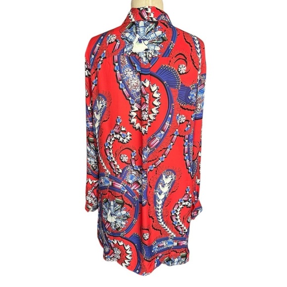 Mary Katrantzou Silk Red Shirt Mini Dress Jewels & Teapot Print Large - Picture 7 of 11